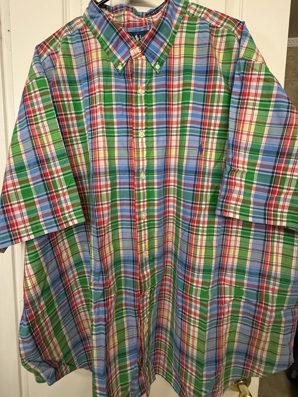 Ralph Lauren Green, Blue and Red Plaid Button-Down Shirt
